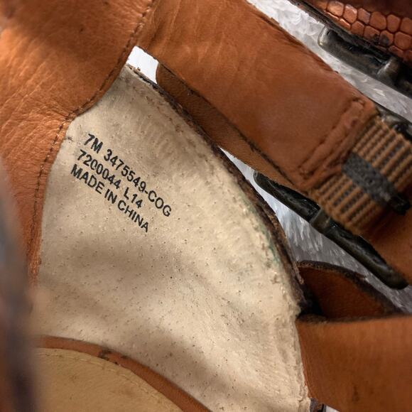 Frye Women's Mika Brown Leather Strappy Heels Size 7 - Picture 9 of 9